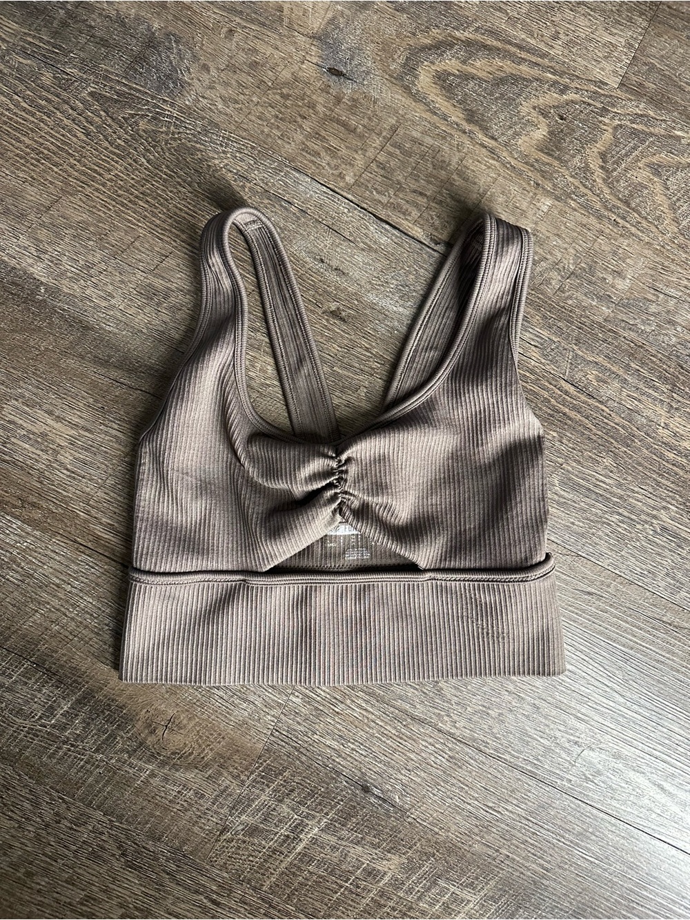 Ribbed Scoop Neck Bralette - Taupe